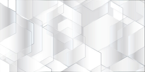 White and gray color technology modern background, white and gray polygon square pattern gradient vector backdrop, geometry triangle, square, diagonal lines pattern, gradient hexagon concept backdrop.