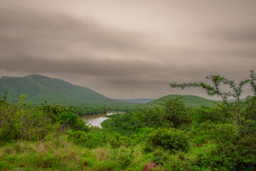 Wide river in the heart of the Kruger Park in South Africa