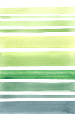 Stripes of green shades isolated on a white background are hand-drawn. Striped watercolor abstract...