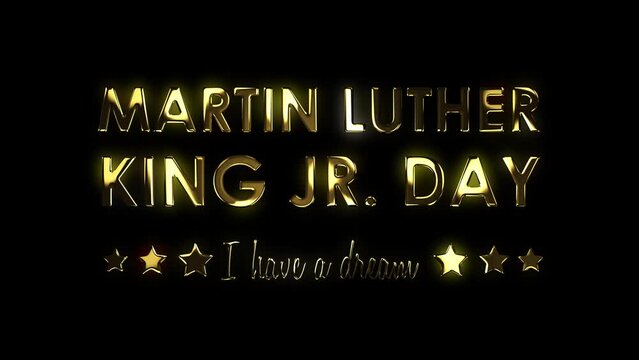 Martin Luther King Day gold animated lettering text gold handwriting mlk day star