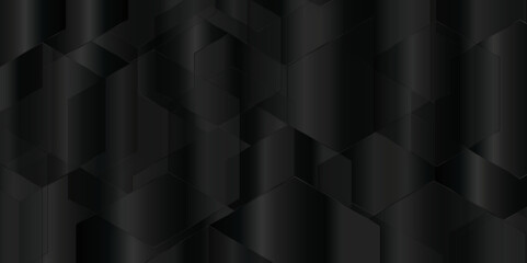 abstract luxury dark black background with seamless polygon pattern, black polygon square pattern gradient vector backdrop, geometry triangle, square, diagonal lines pattern, gradient hexagon concept. - obrazy, fototapety, plakaty