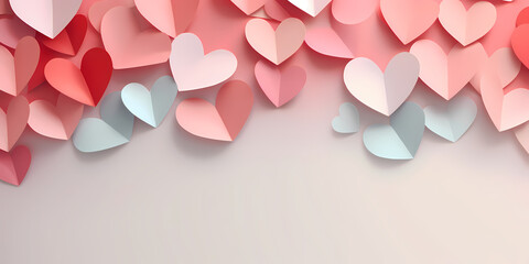 Love hearts composition origami paper background for Valentines Day