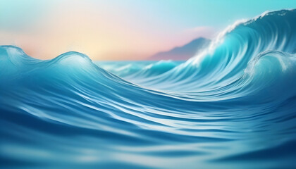 Blue ocean wave. 3d render illustration. Ocean wave background. Generative AI