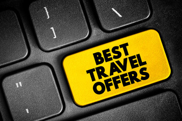 Best Travel Offers text button on keyboard, concept background
