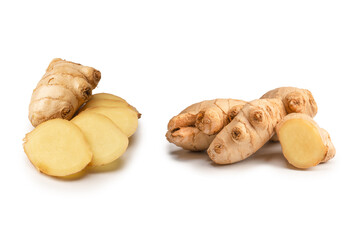 Ginger root isolated on white background.