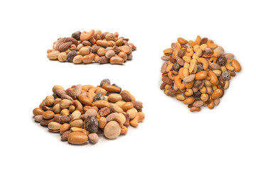  A group of almonds, pistachios, walnuts, macadamia, cashews.