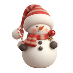 Snowman Christmas decoration isolated on transparent or white background
