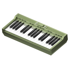 3D Piano Electric Object Green Music Festival Theme Colour