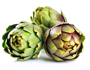 Obraz premium Artischocken isoliert auf weißem Hintergrund, Freisteller 