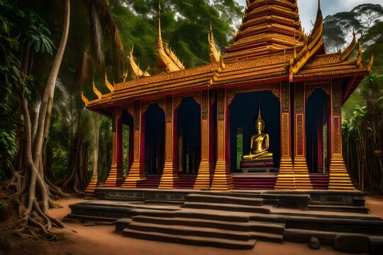 **ek phnom pagoda buddhist temple, battambang province, cambodia.