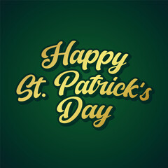 Saint Patrick Day vector lettering greeting card on green background. Vector illustration of Happy Saint Patrick's Day. Beer festival lettering typography icon. Drawn typography St. Patrick's badge