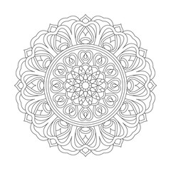 Adult sunflower mandala coloring book page for kdp book interior