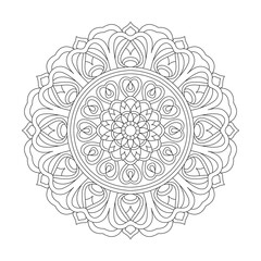 Adult sunflower mandala coloring book page for kdp book interior