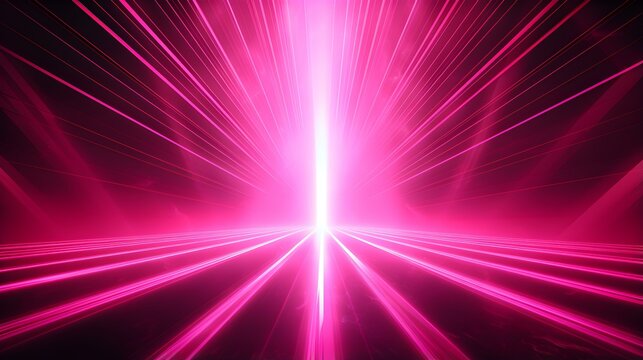 3D Render of Hot Pink Light Rays. Abstract Background