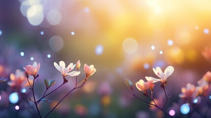 Vibrant easter sunrise abstract background with blurred elements and copy space for text placement