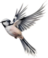 A close-up image of a Long-Tailed Tit bird.  - obrazy, fototapety, plakaty