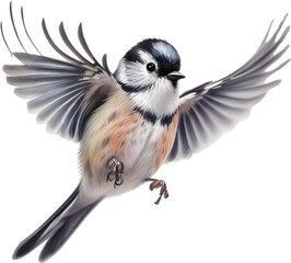 A close-up image of a Long-Tailed Tit bird. 