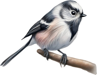 Naklejka premium A close-up image of a Long-Tailed Tit bird. 