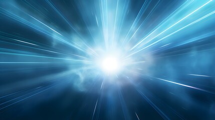 3D Render of Sky Blue Light Rays. Abstract Background