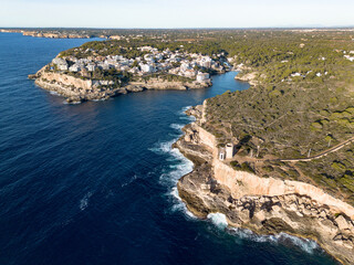 Fototapeta na wymiar Cala Figuera coast in Majorca aerial view, Balearic Islands, Mediterranean Sea