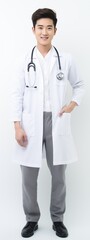 Fototapeta premium young asian male man doctor . white background . generative ai