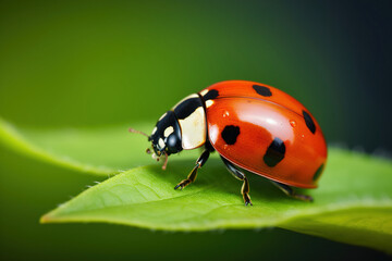 Fototapeta premium ladybug on leaf. Generative Ai