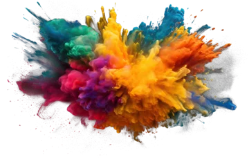 Zelfklevend Fotobehang vibrant dust explosion PNG images on a transparent background, perfect for adding colorful energy to your digital projects © DigitalGenetics