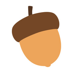Flat colored autumn nut icon Vector
