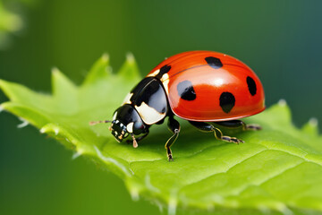 ladybug on leaf. Generative Ai