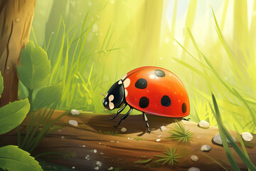 ladybug on leaf. Generative Ai