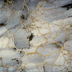 White, square Chemigram with gold veins