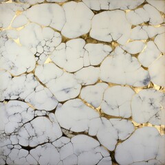 Obraz premium White, square Chemigram with gold veins