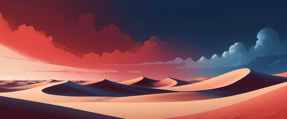 Poster a panoramic illustration of a very beautiful looking desert landscape, wallpaper, generative ai   © PLATİNUM