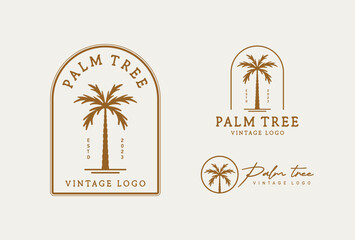 Palm tree vintage logo design template  - obrazy, fototapety, plakaty