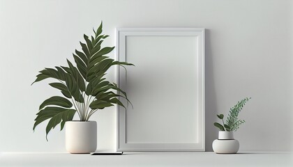 white room with a frame. Generated in ai