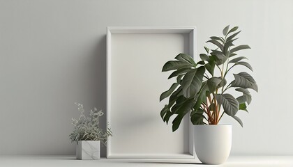 white room with a frame. Generated in ai