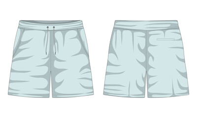 Casual shorts template front and back view. Sweatpants. Vector illustration