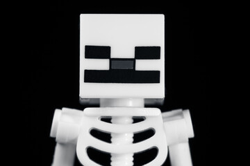 Fototapeta premium Plastic LEGO MINECRAFT skeleton close-up