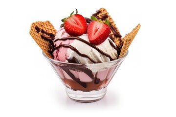 Strawberry and Chocolate sundae ice cream.