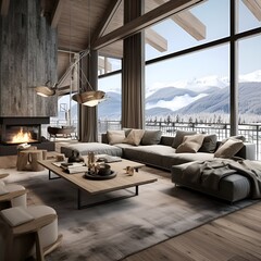 alpine chic style living room interior design
