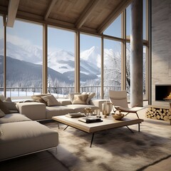 alpine chic style living room interior design
