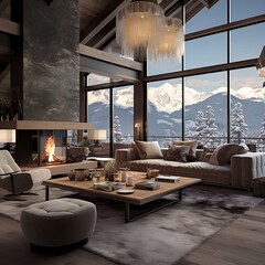 alpine chic style living room interior design