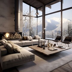 alpine chic style living room interior design