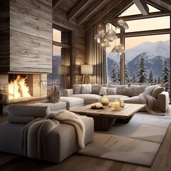 alpine chic style living room interior design