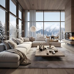 alpine chic style living room interior design