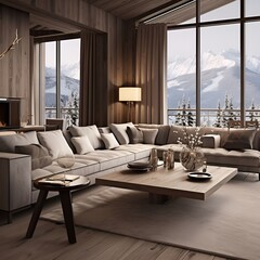 alpine chic style living room interior design