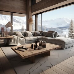 alpine chic style living room interior design