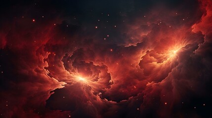 Light Red Cosmic Background with swirling Galaxies and Nebulae