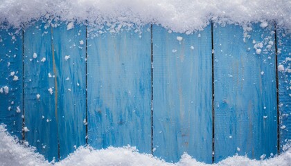 blue wood texture with snow