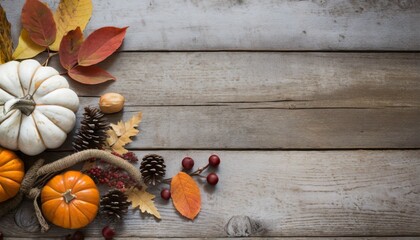 fall themed background on a wooden surface